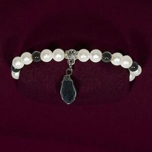 Pearl & Silver Sheen Obsidian Mala Y2K New Age Grunge Soft Goth Romantic Gothic